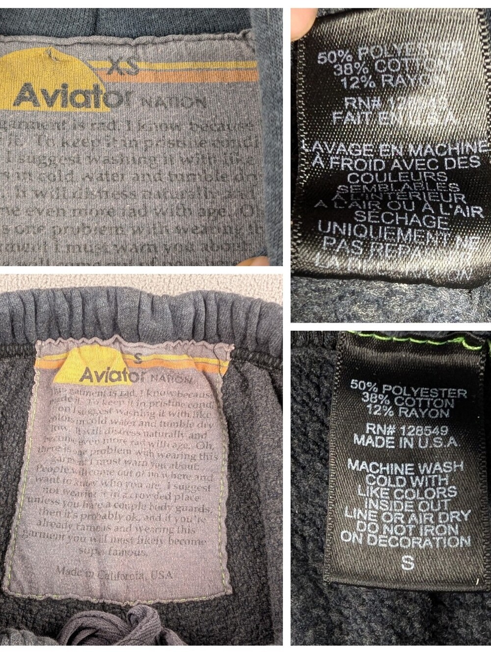 Aviator Nation Related Venice Hoodie Joggers Set Charcoal XS Top S Pants - Picture 12 of 12
